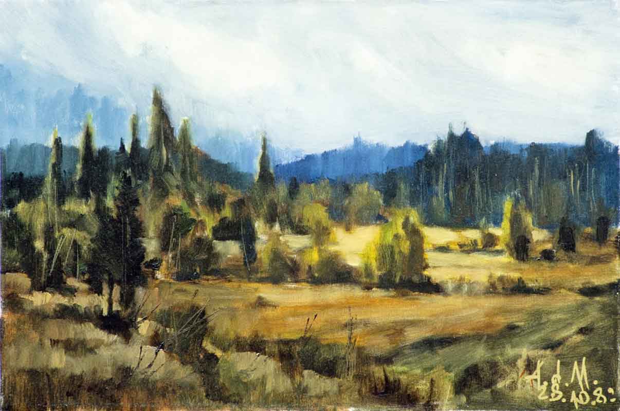 Oberbayerische Moorlandschaft, Öl auf Leinwand 1982, von Arno Wothe genannt Arno di Monaco